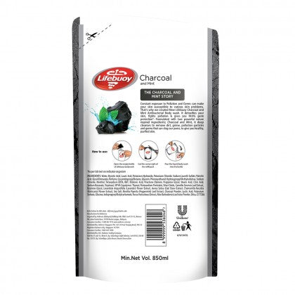 Lifebuoy Charcoal & Mint Antibacterial Body Wash Refill 850ml